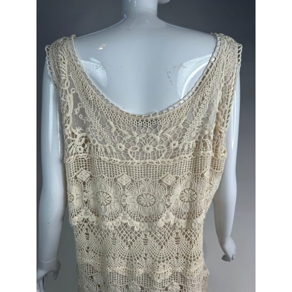 NorthStyle Lace Layered Resort Shift Dress Size XL Beige Cotton - Picture 12 of 16